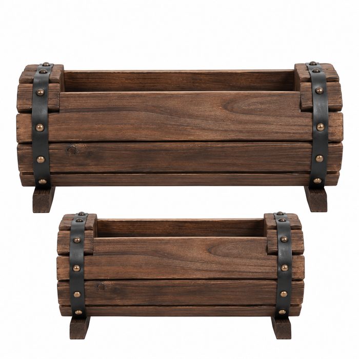 Veranne Solid Wood Barrel Planter Caelvorne