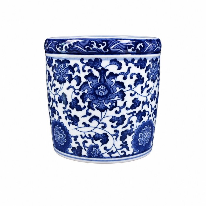 Larenne Blue & White Porcelain Plant Pot Ø-12 CM X H-12 CM Caelvorne