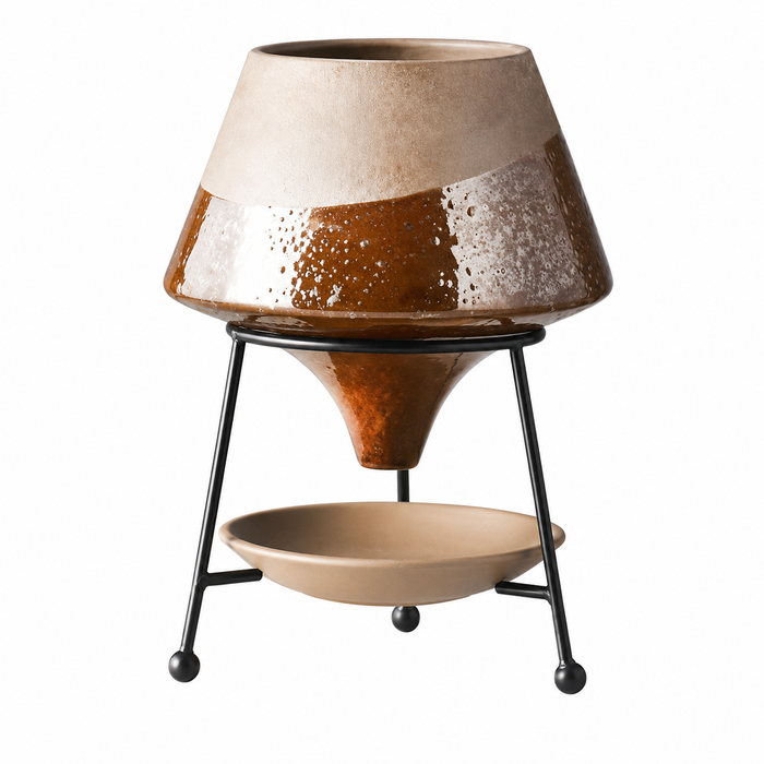 Nordo Two-Tone Standing Desk Plant Pot Ochre Brown Caelvorne