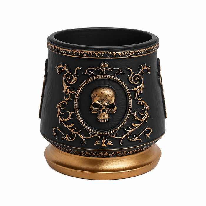 Zarkis Gothic Skull Embossed Plant Pot Caelvorne