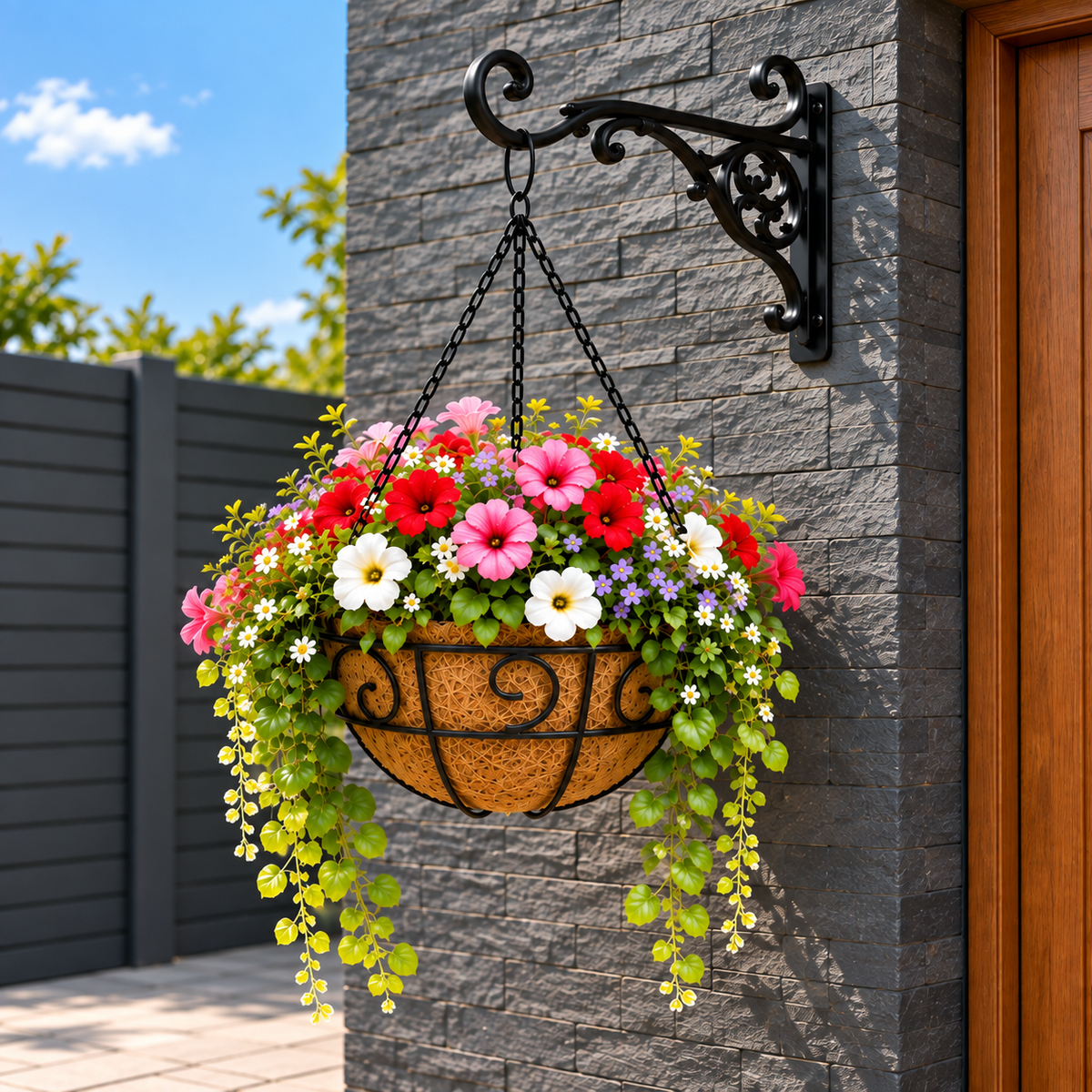 Elverne Metal Hanging Basket with Coir Liner Caelvorne