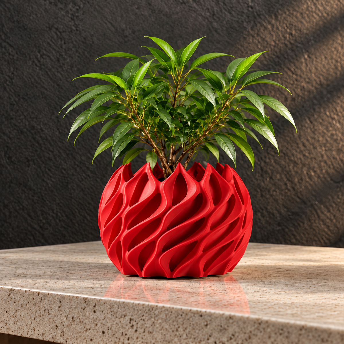 Auriva Sculptural Wave Plant Pot Red Ø-21 CM X H-18.23 CM Caelvorne