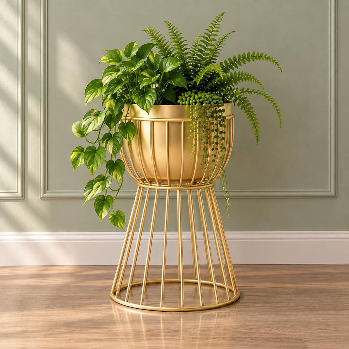 Valmyra Gold Wire Plant Stand Caelvorne
