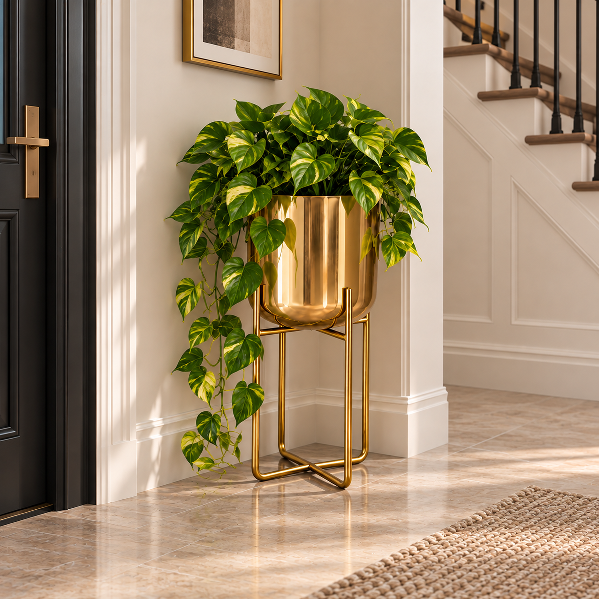 Verossa Metal Standing Planter Gold Ø-25 CM X H-52 CM Caelvorne