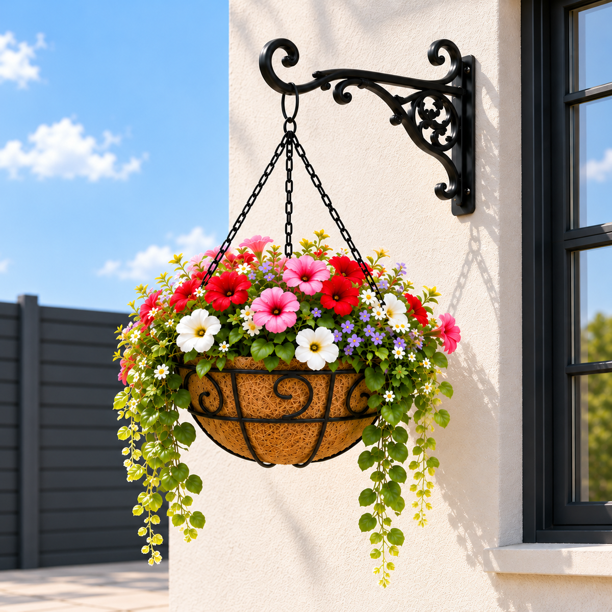 Elverne Metal Hanging Basket with Coir Liner Caelvorne