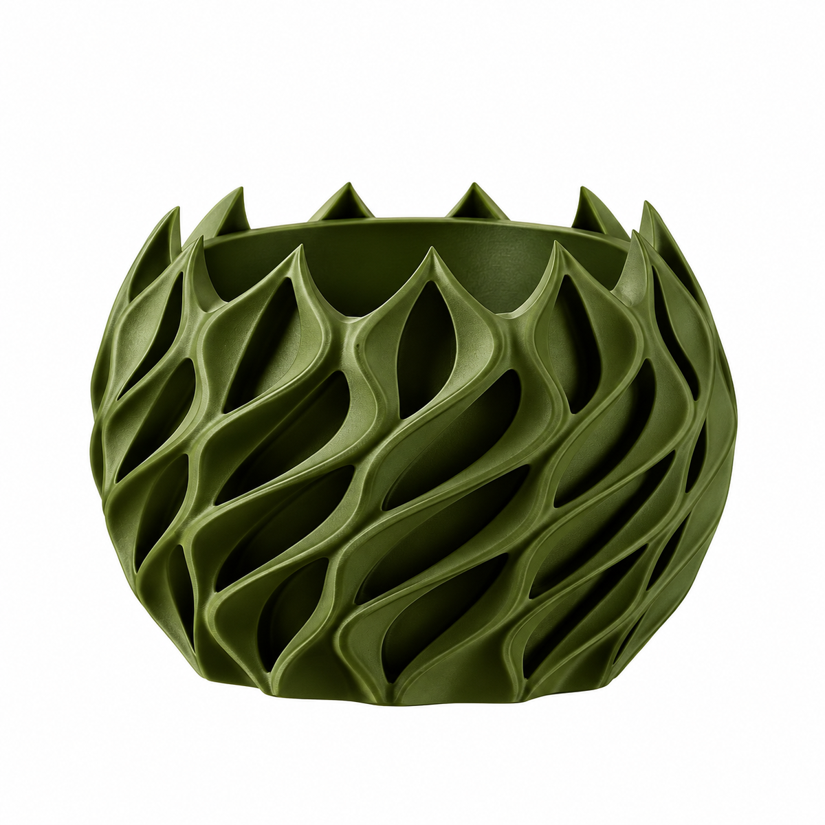 Auriva Sculptural Wave Plant Pot Olive Green Ø-16 CM X H-13.89 CM Caelvorne