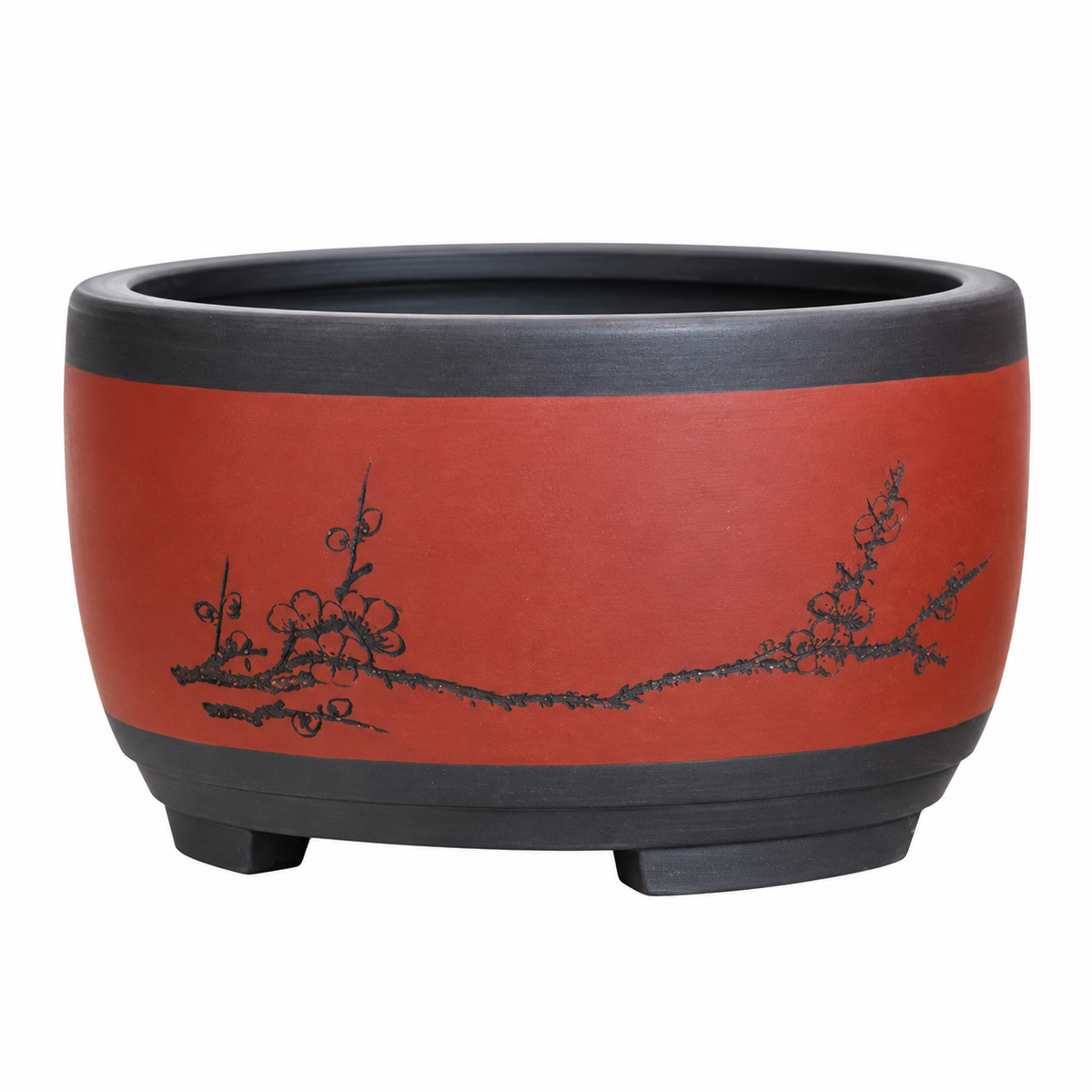 Elvane Etched Porcelain Bonsai Pot Red Ø-17 CM X H-10 CM Caelvorne