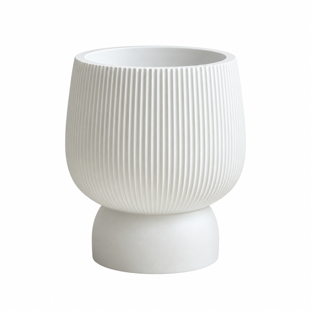 Lavelle Fluted Pedestal Plant Pot White Ø-28 CM X H-35.5 CM Caelvorne