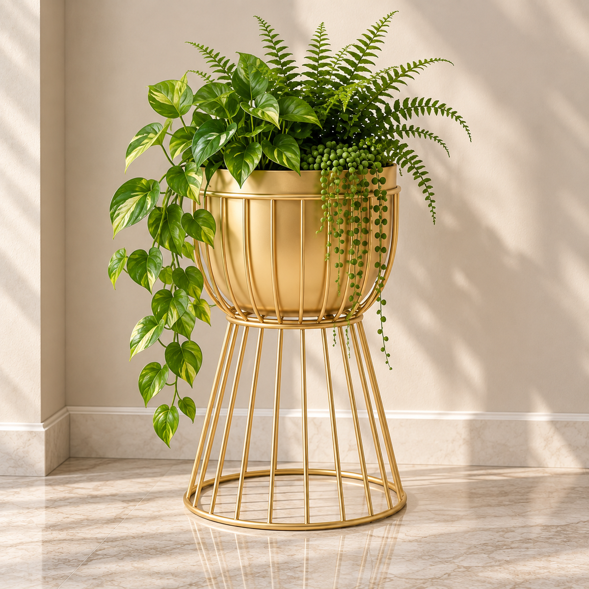 Valmyra Gold Wire Plant Stand Caelvorne