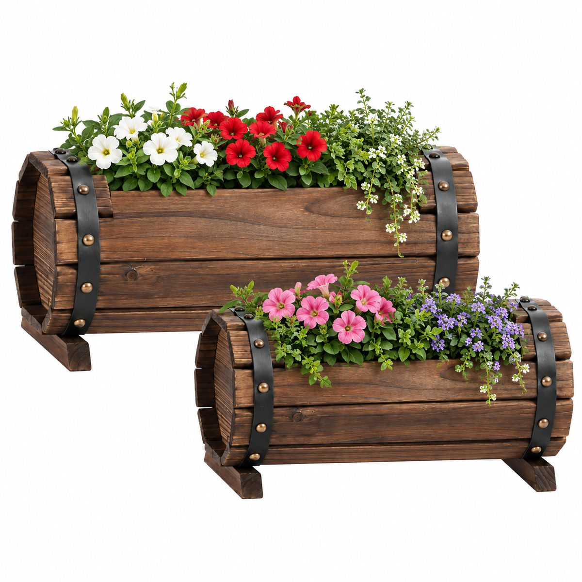Veranne Solid Wood Barrel Planter Caelvorne