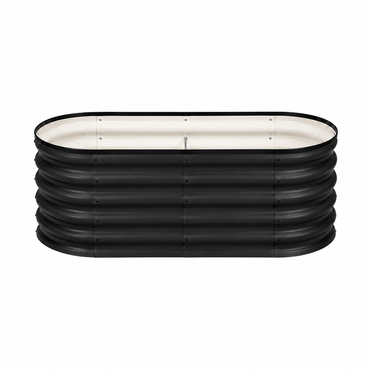 Grovia Corrugated Oval Raised Garden Beds Black Medium Caelvorne