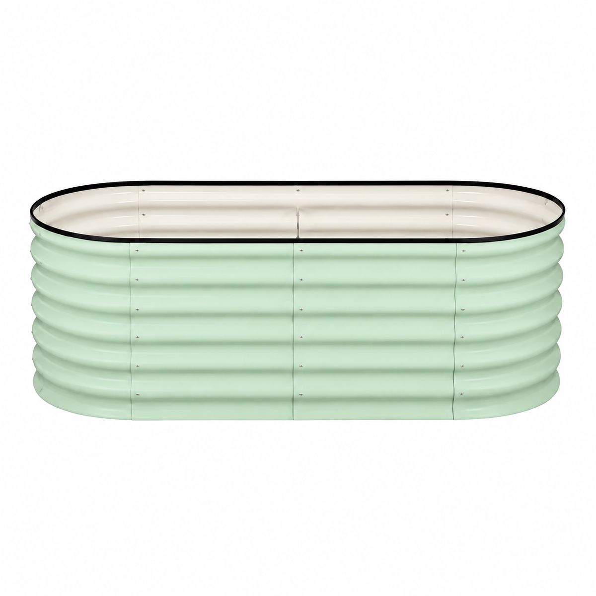 Grovia Corrugated Oval Raised Garden Beds Green Large Caelvorne