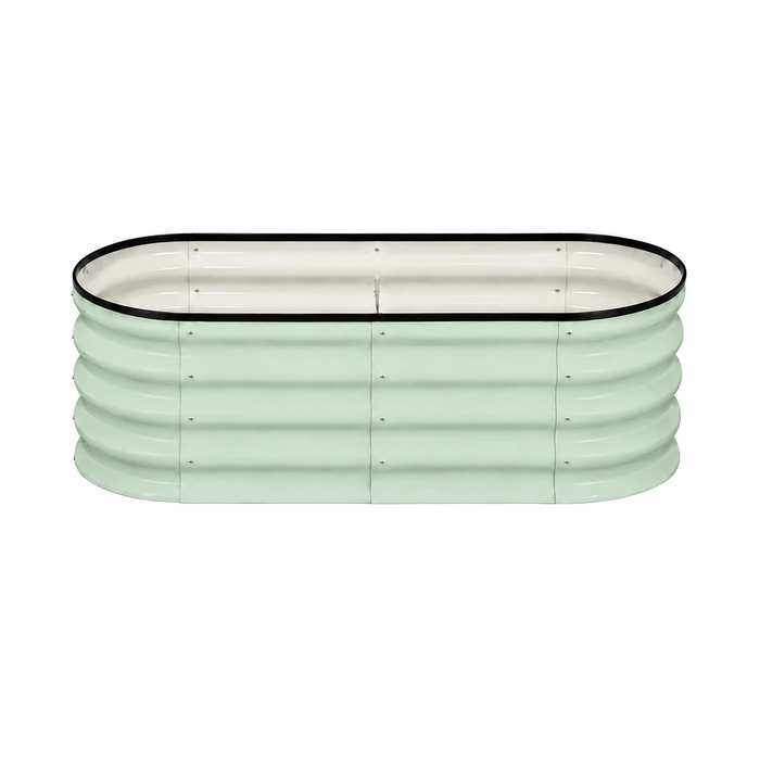 Grovia Corrugated Oval Raised Garden Beds Green Medium Caelvorne