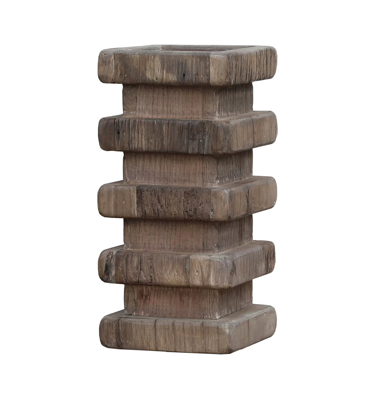Orvane Textured Column Plant Pot H-44.5 CM X W-20 CM X D-20 CM Natural Wood Caelvorne