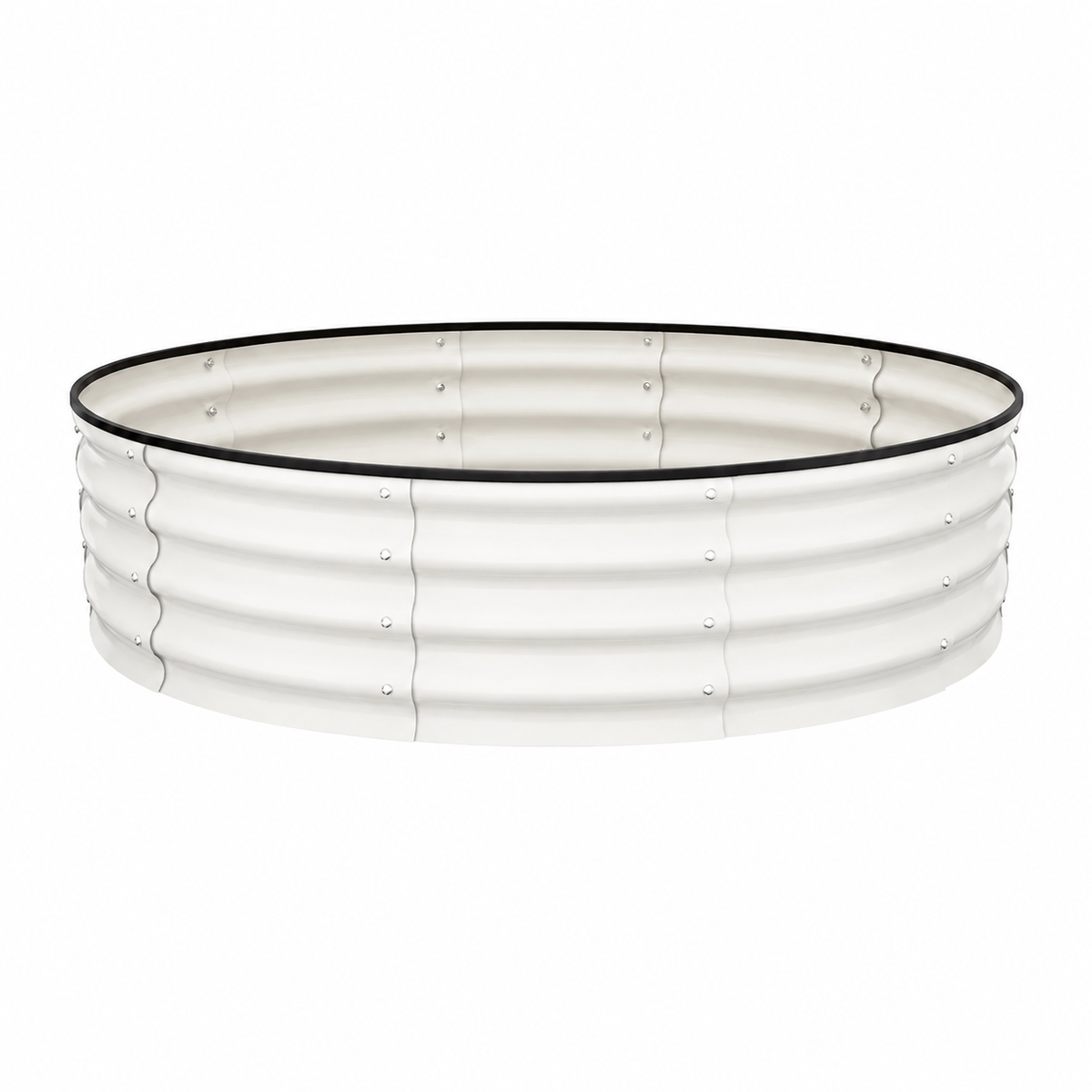Vibran Round Corrugated Garden Beds White Caelvorne