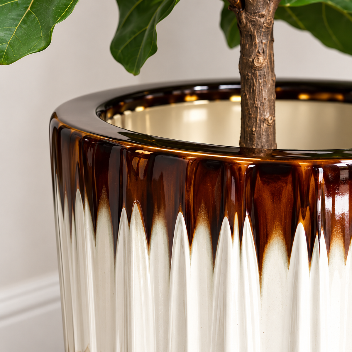 Rosvelle Fluted Ceramic Plant Pot Caelvorne