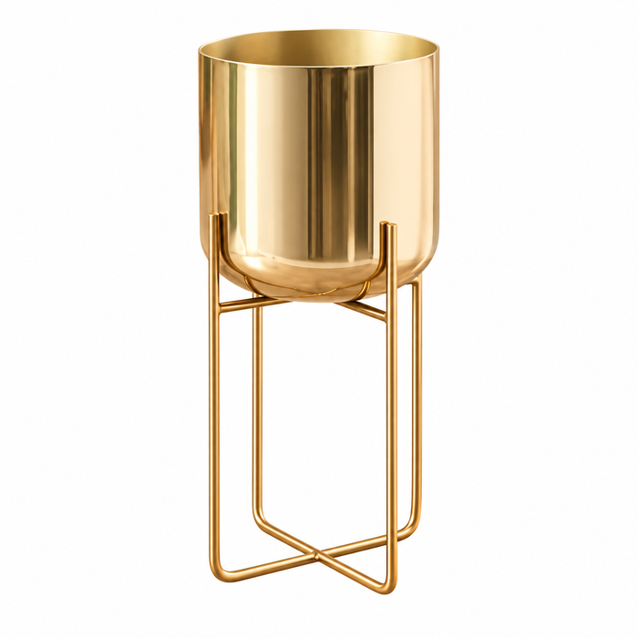 Verossa Metal Standing Planter Gold Ø-21 CM X H-41 CM Caelvorne
