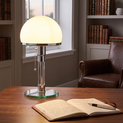 Aldren Glass Dome Table Lamp Caelvorne