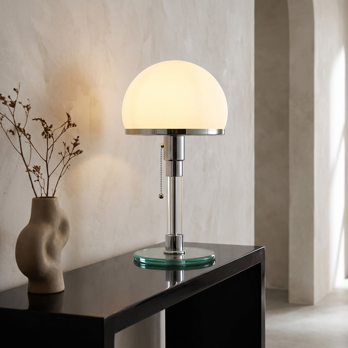 Aldren Glass Dome Table Lamp Caelvorne