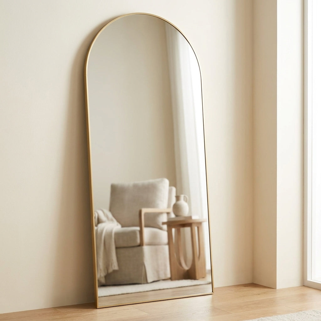 Arvelle Arched Full Length Floor Mirror Gold Caelvorne