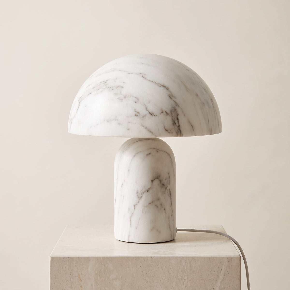Aurisa marble-effect mushroom lamp unlit