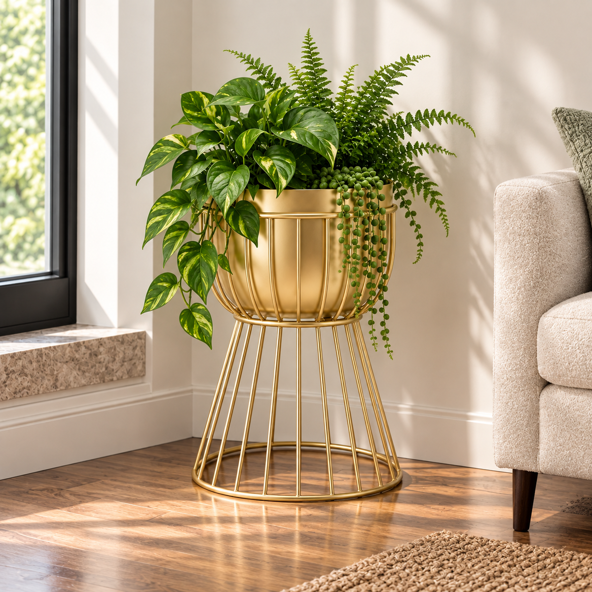 Valmyra Gold Wire Plant Stand Caelvorne