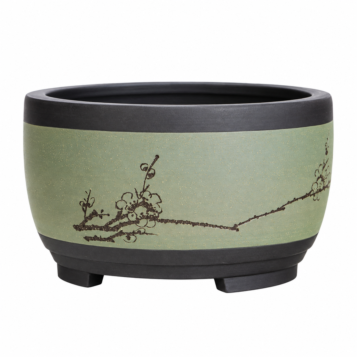 Elvane Etched Porcelain Bonsai Pot Sage Green Ø-17 CM X H-10 CM Caelvorne