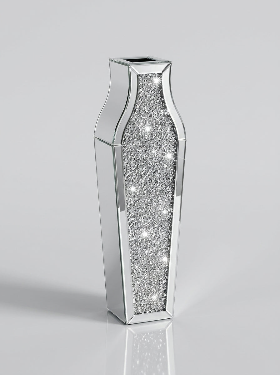 Cristelle Mirrored Crystal Floor Vase Curved Baluster Caelvorne