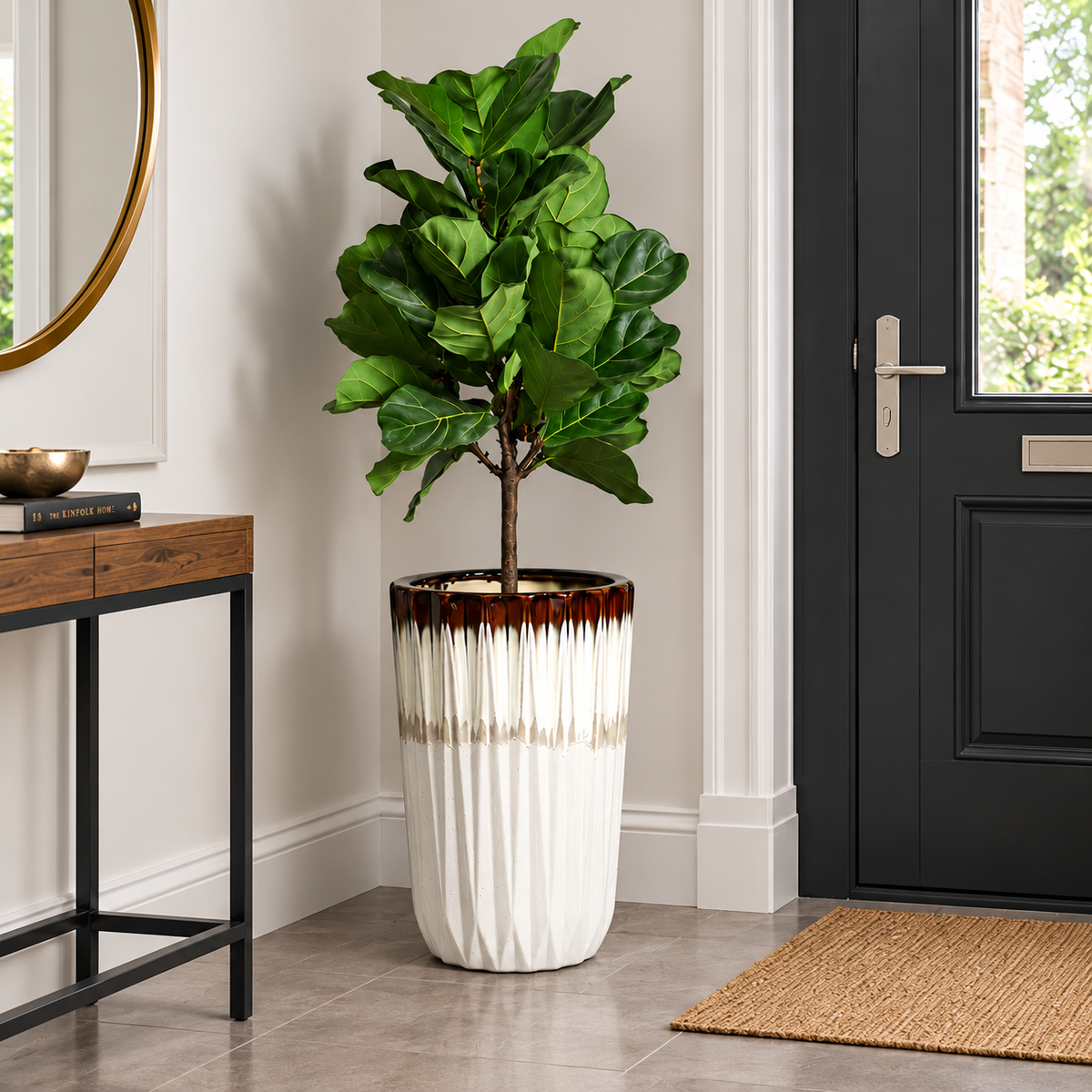 Rosvelle Fluted Ceramic Plant Pot Caelvorne