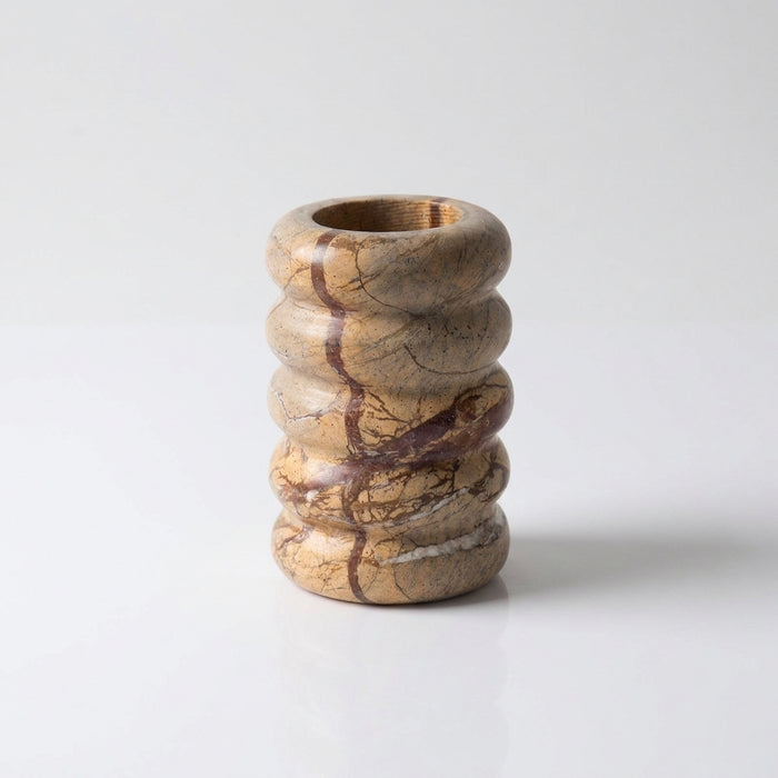 Bramvane Ribbed Marble Vase Ø10 × H15 CM Caelvorne