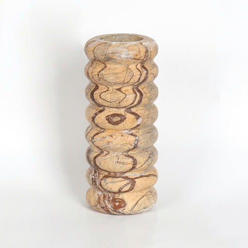 Bramvane Ribbed Marble Vase Ø10 × H24 CM Caelvorne