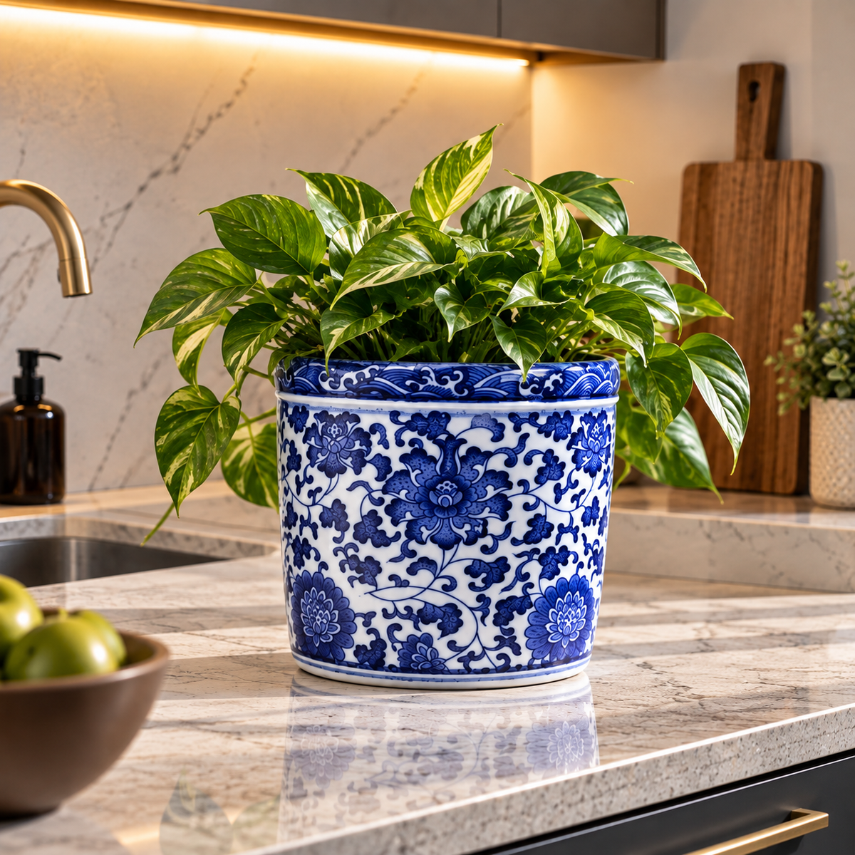 Larenne Blue & White Porcelain Plant Pot Caelvorne