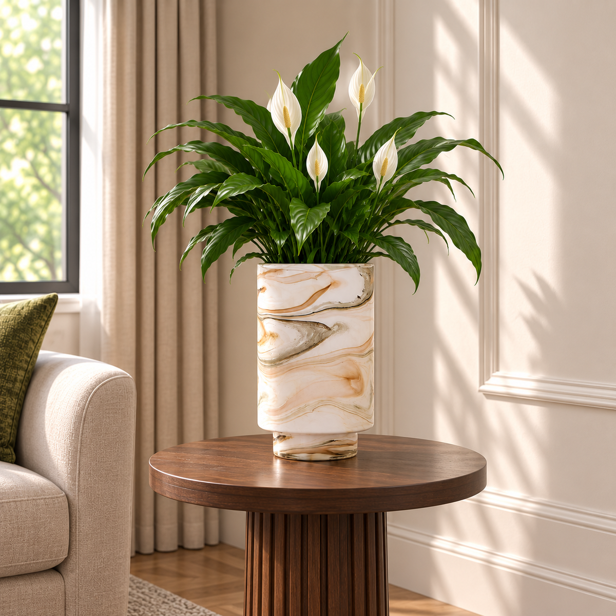 Velora Marbled Glass Plant Pot Caelvorne