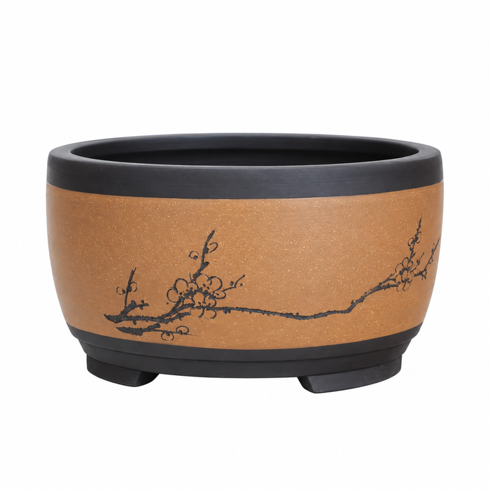 Elvane Etched Porcelain Bonsai Pot Terracotta Orange Ø-17 CM X H-10 CM Caelvorne