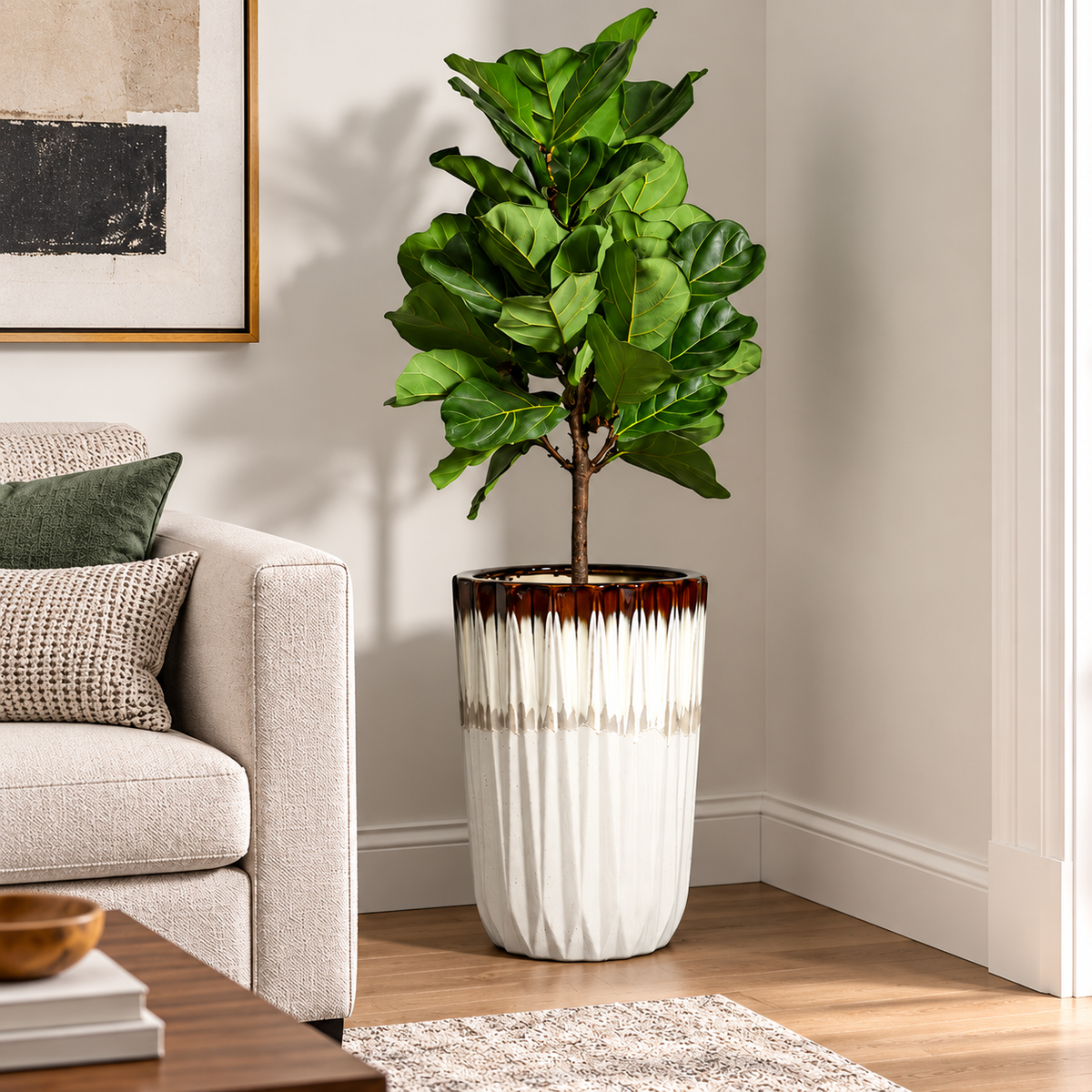 Rosvelle Fluted Ceramic Plant Pot Caelvorne
