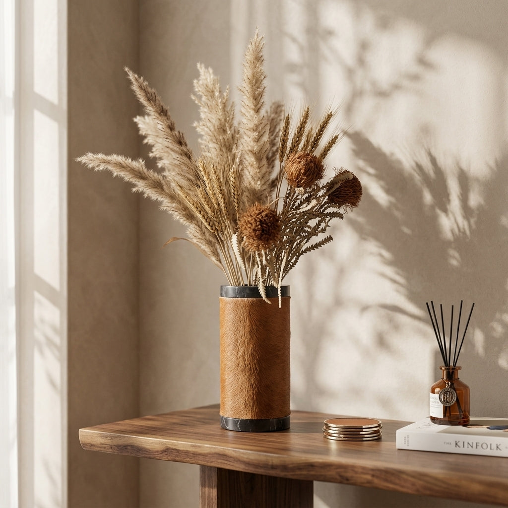 Cavelle Marble & Cowhide Vase Caelvorne