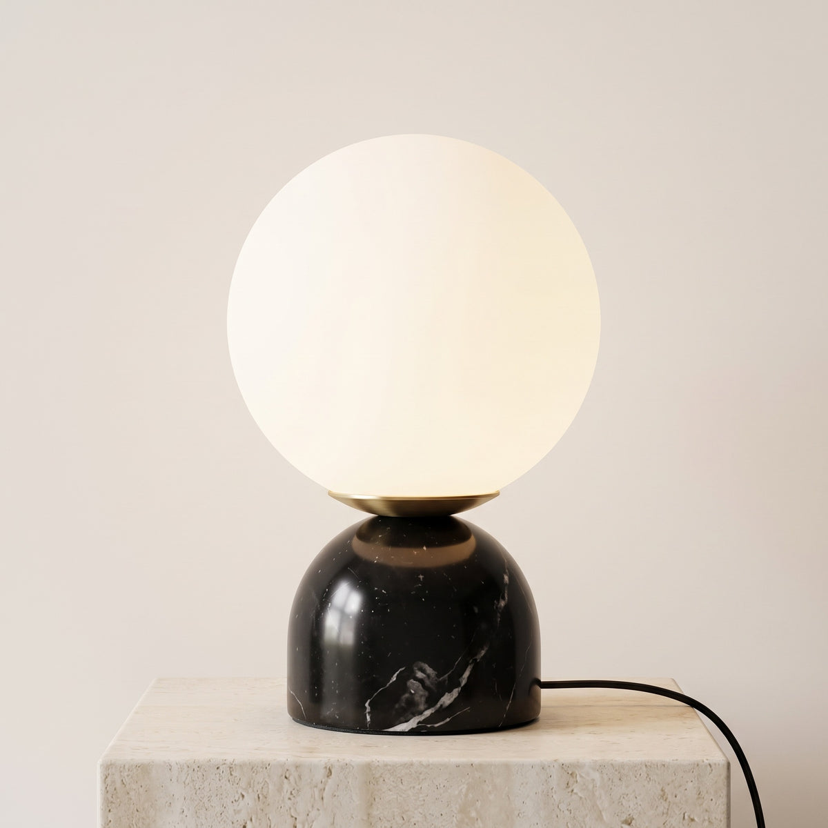 Celestine Marble Globe Table Lamp Black Marble Caelvorne
