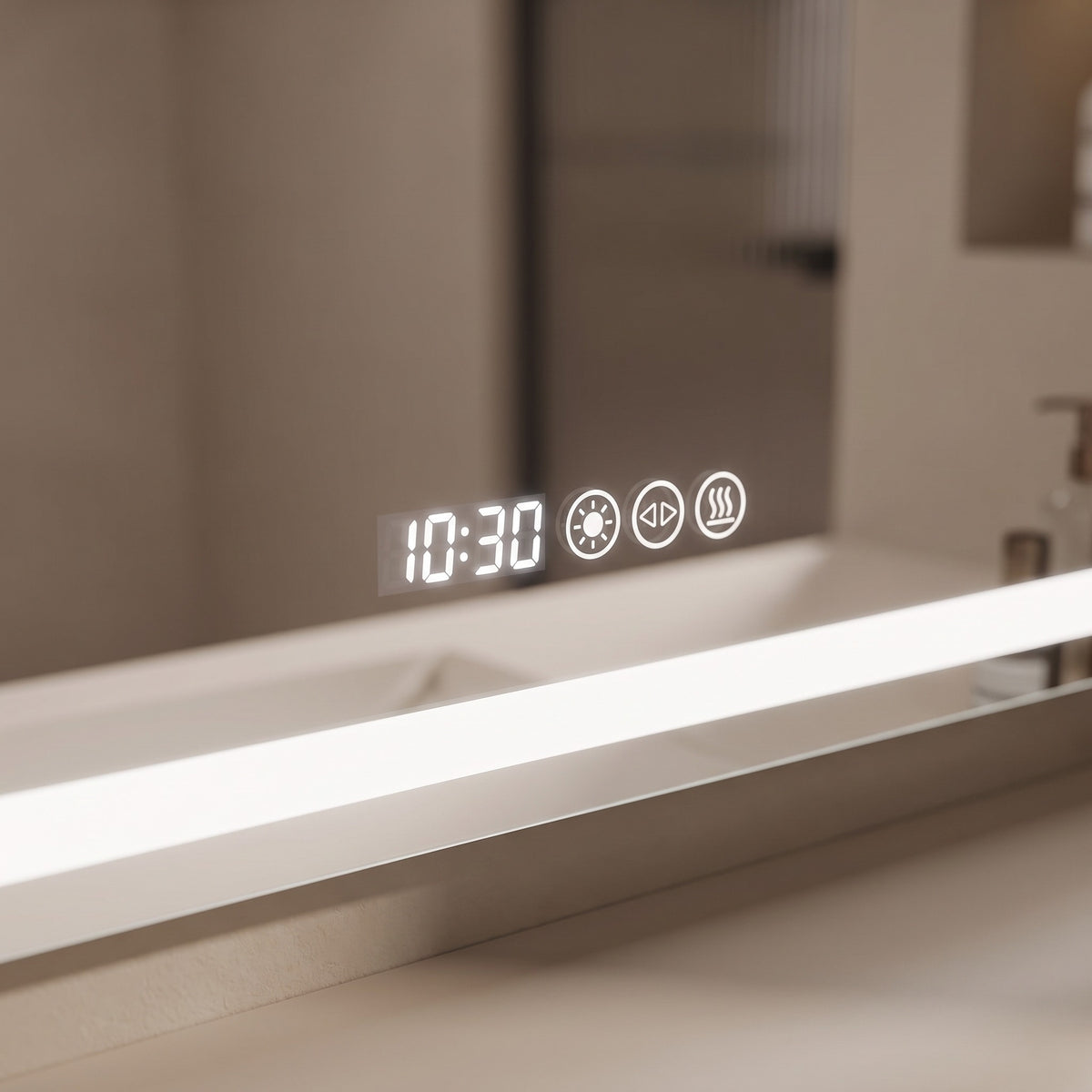 Celestra digital clock display and touch controls detail