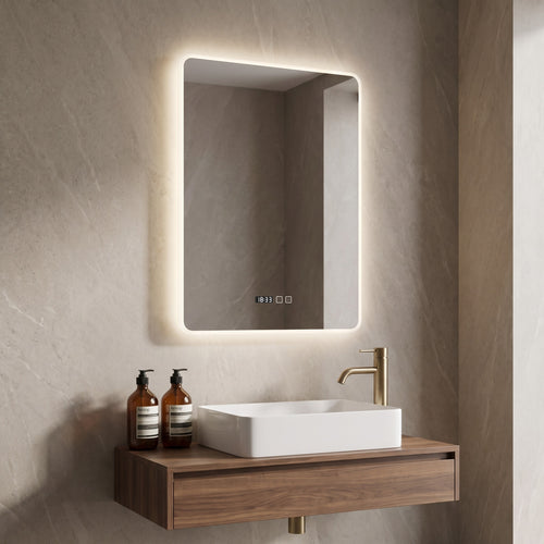 Chronvelle LED Bathroom Mirror with Time Display Caelvorne