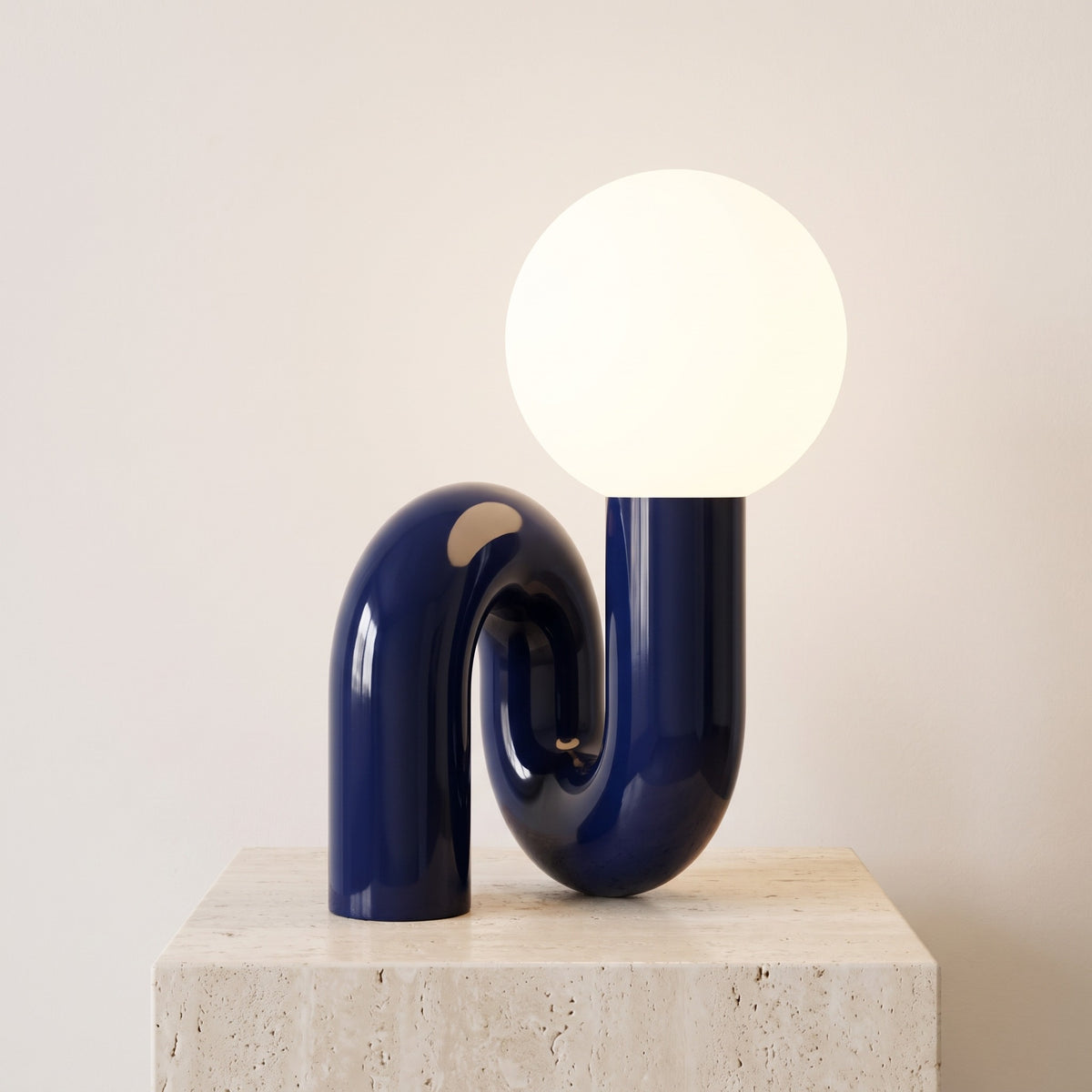 Coralie Sculptural Globe Lamp Navy Blue Caelvorne