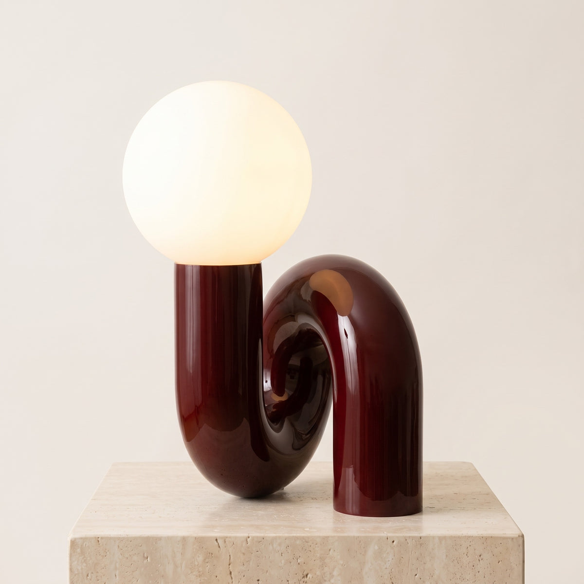 Coralie Sculptural Globe Lamp Oxblood Red Caelvorne