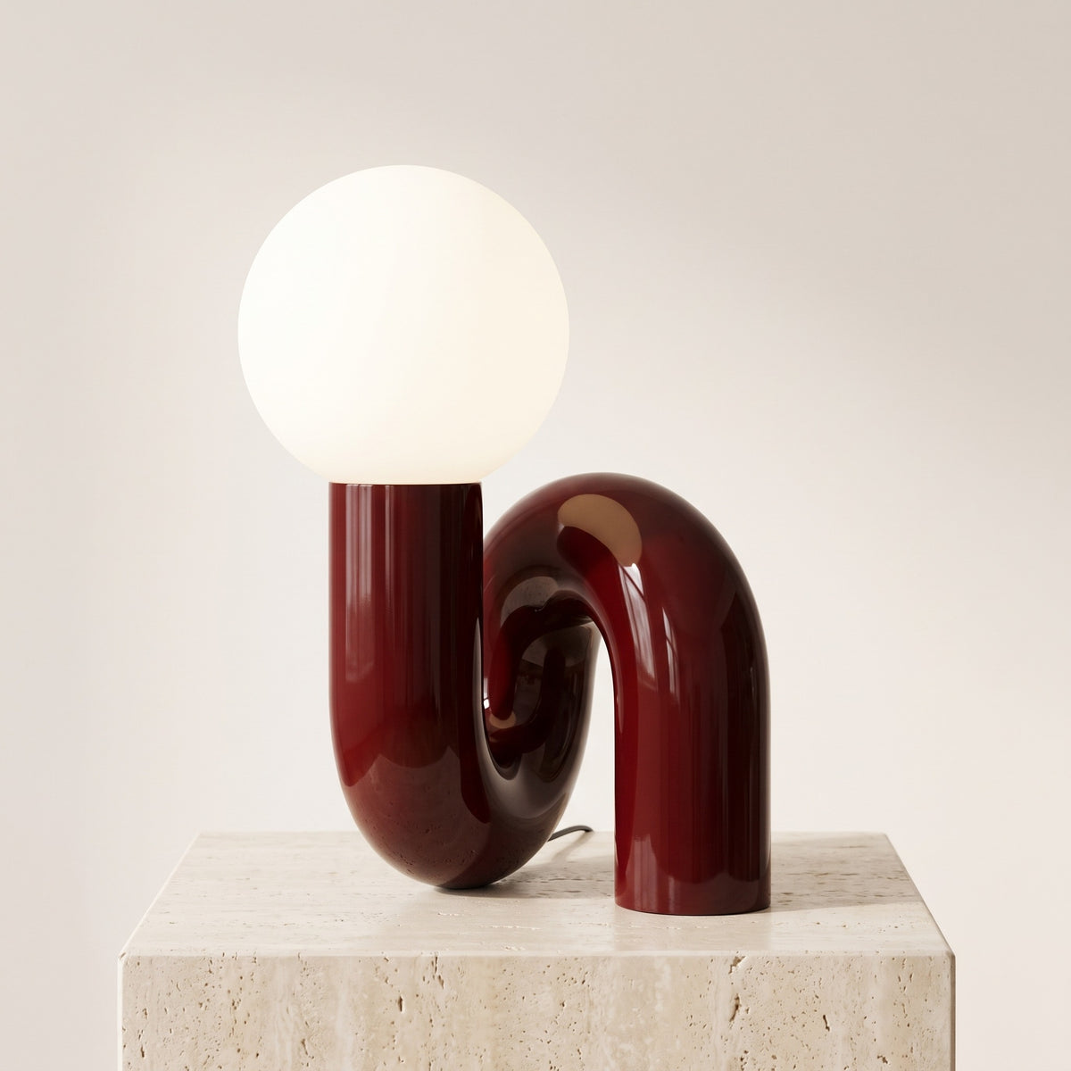 Coralie Sculptural Globe Lamp Oxblood Red Neutral White Caelvorne