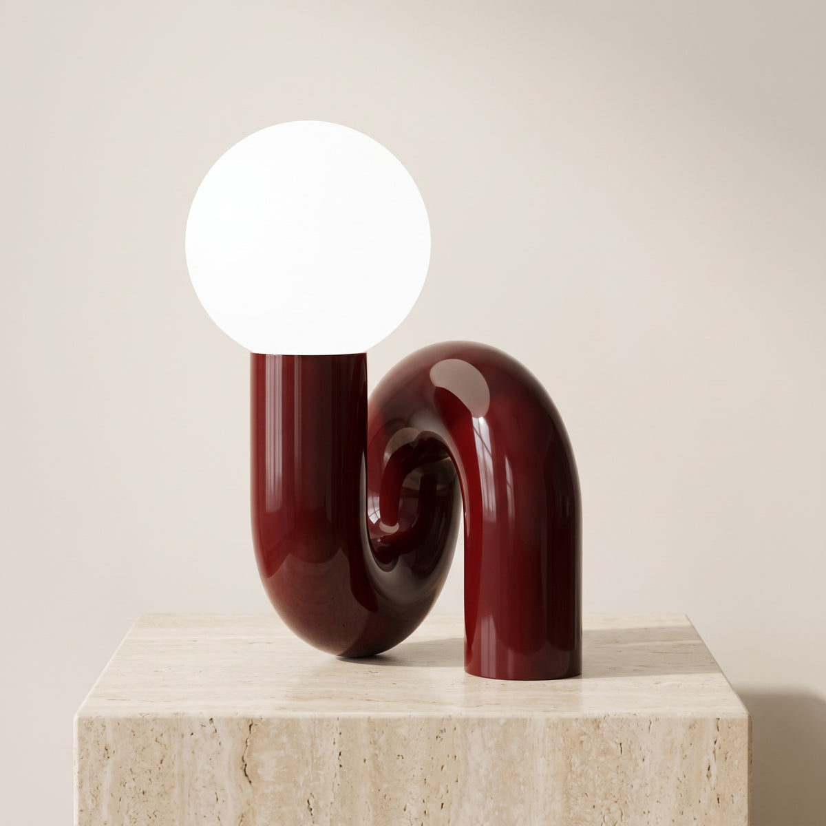 Coralie Sculptural Globe Lamp Oxblood Red Cool White Caelvorne