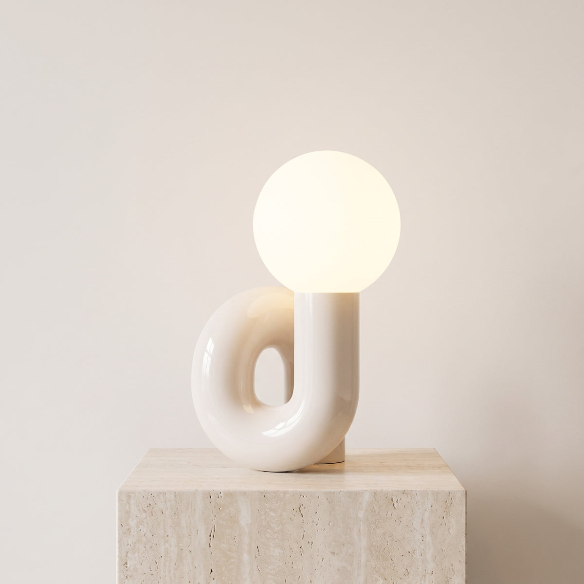 Coralie Sculptural Globe Lamp Ivory White Caelvorne