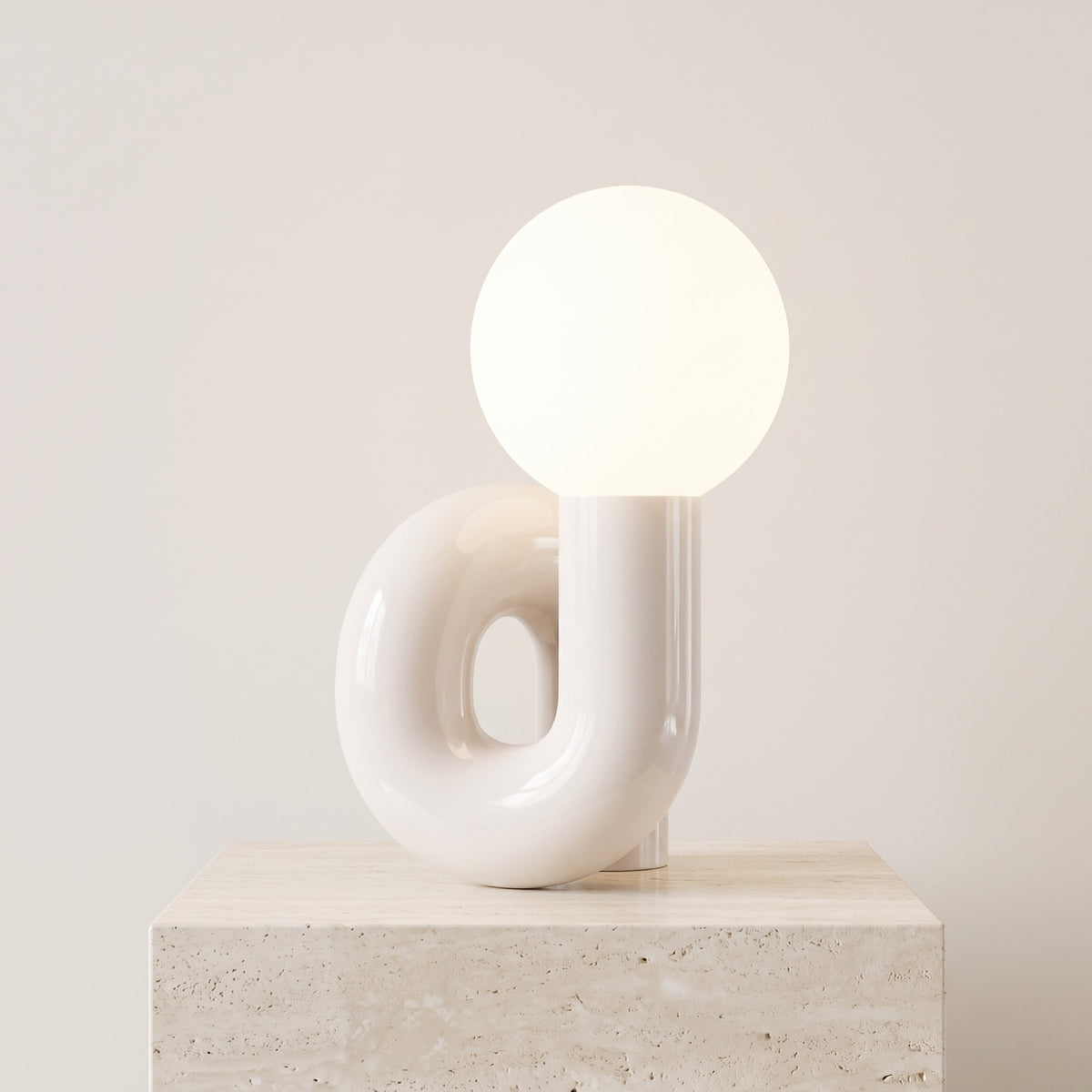 Coralie Sculptural Globe Lamp Ivory White Neutral White Caelvorne