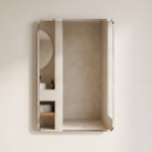 Curvelle Frameless Rounded-Corner Wall Mirror Caelvorne