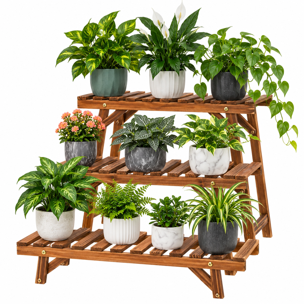 Orenna Wooden Ladder Plant Stand Caelvorne