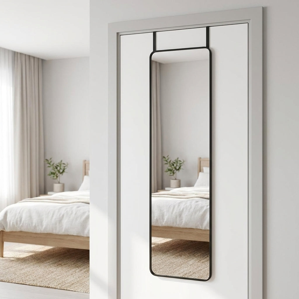 Doravane Over Door Rounded Mirror Black Caelvorne