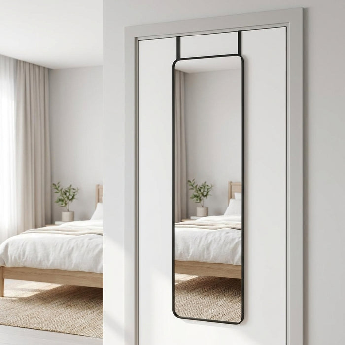 Doravane Over Door Rounded Mirror Black Caelvorne