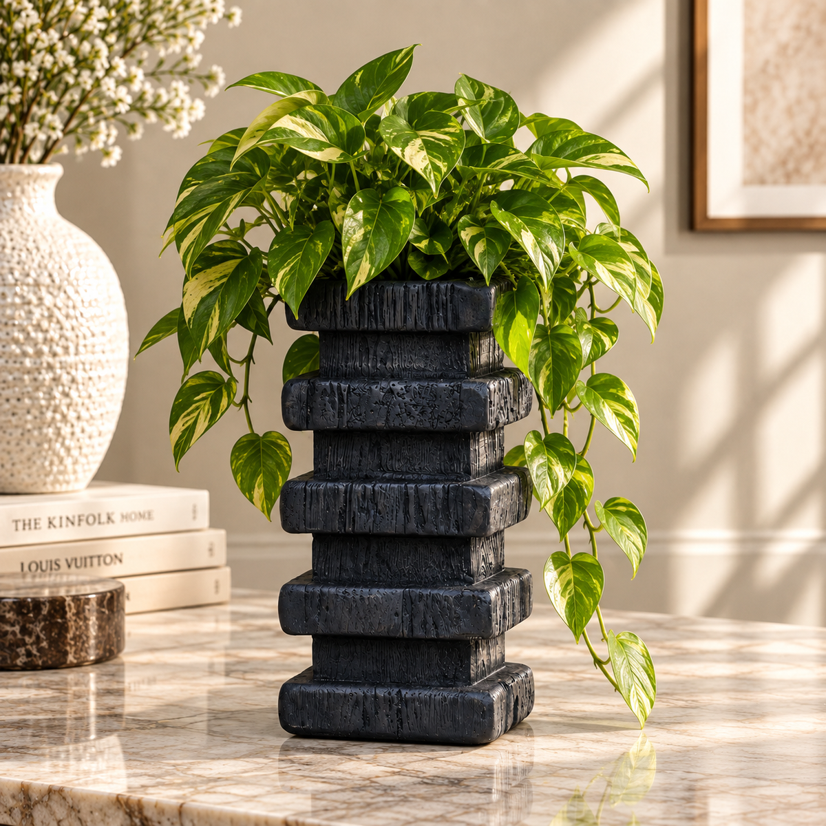 Orvane Textured Column Plant Pot Caelvorne